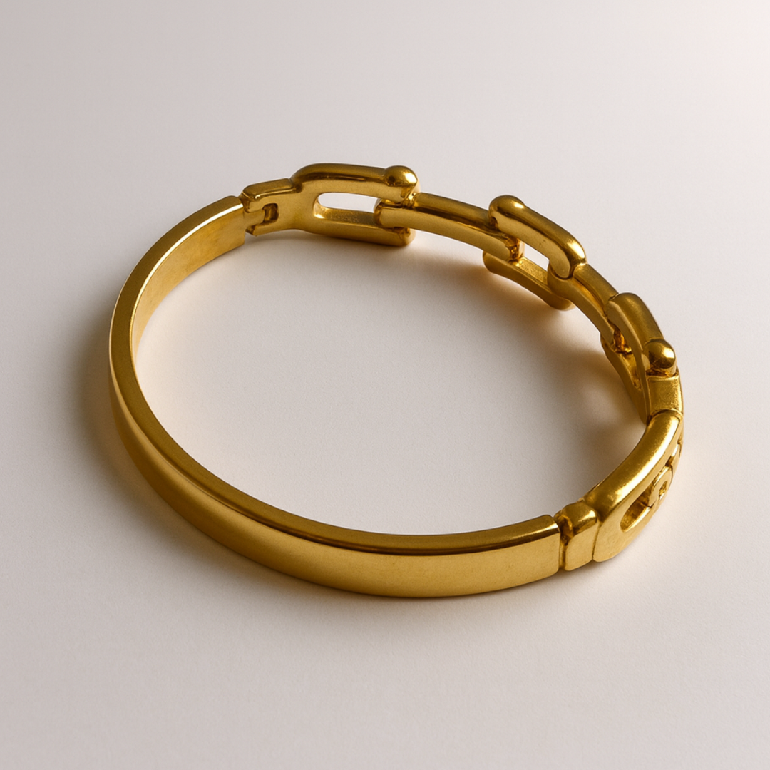 Portia | Gold Plated U-Link Cuff Bangle Bracelet