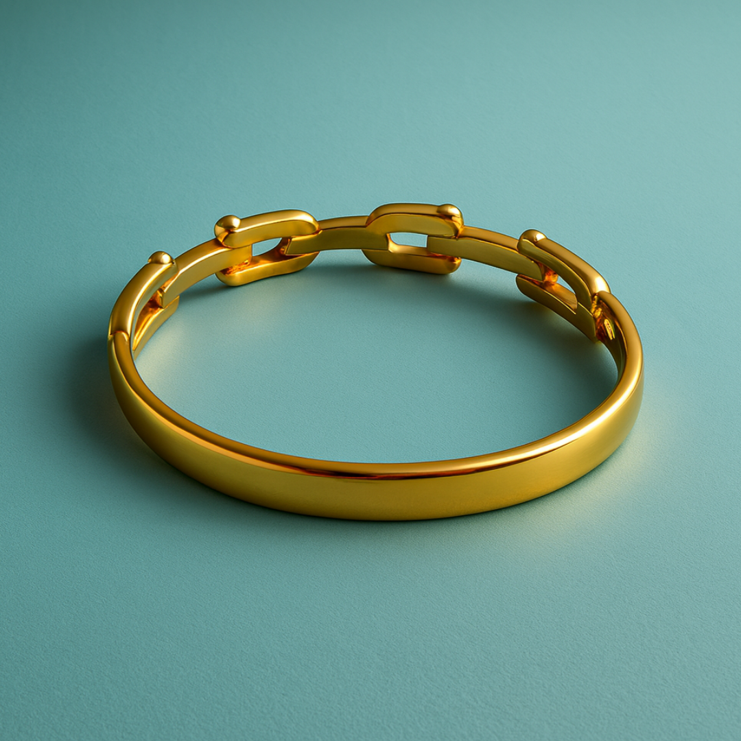 Portia | Gold Plated U-Link Cuff Bangle Bracelet