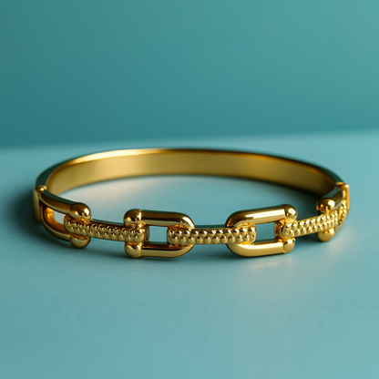 Portia | Gold Plated U-Link Cuff Bangle Bracelet