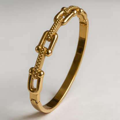 Portia | Gold Plated U-Link Cuff Bangle Bracelet