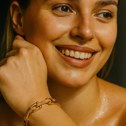 Portia | Gold Plated U-Link Cuff Bangle Bracelet