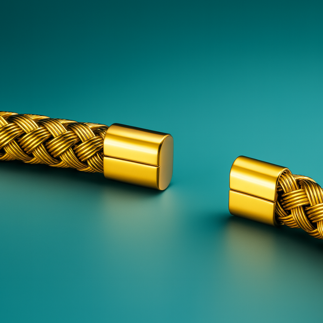 Rosie | Gold Plated Braided Weaved Open Cuff Bangle Bracelet