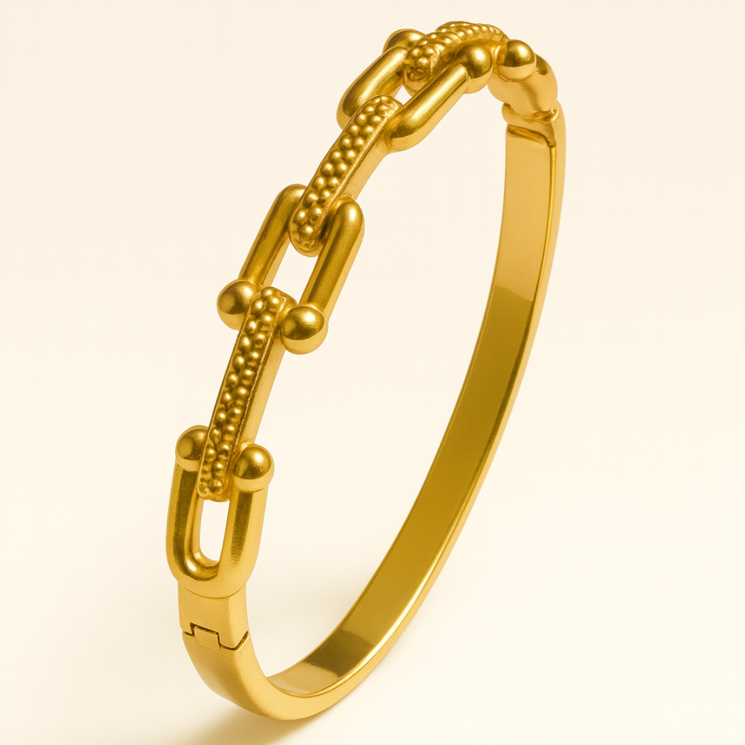 Portia | Gold Plated U-Link Cuff Bangle Bracelet