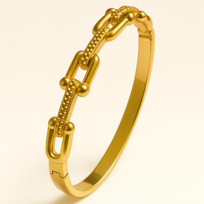 Portia | Gold Plated U-Link Cuff Bangle Bracelet