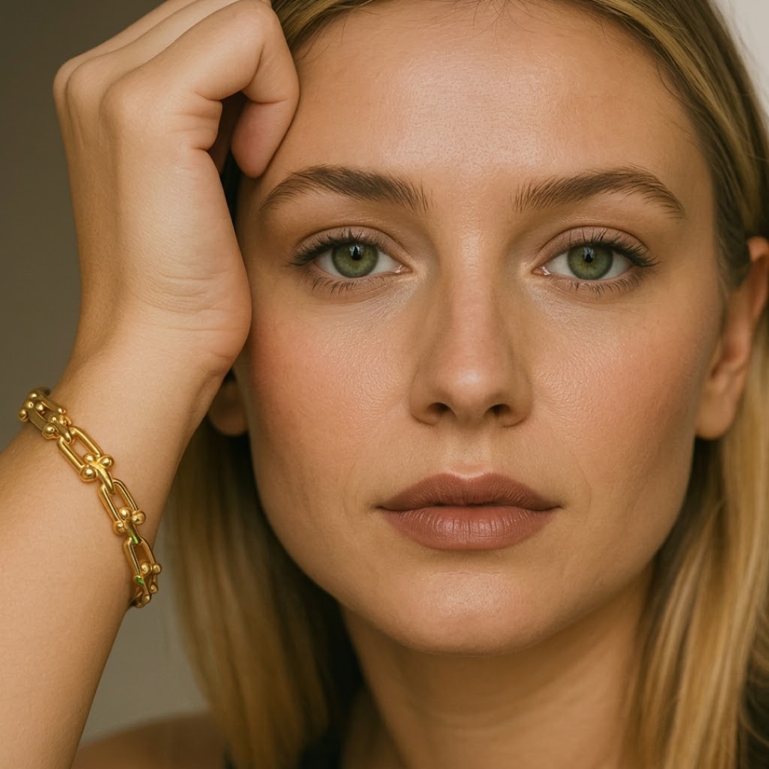 Amarante | Gold Plated U-Link Cuff Bangle Bracelet