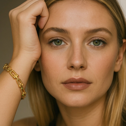 Amarante | Gold Plated U-Link Cuff Bangle Bracelet