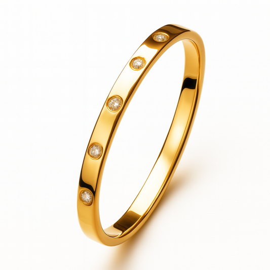 Yuliya | Gold Plated Cuff Bracelet Bangle with Circular Zircons