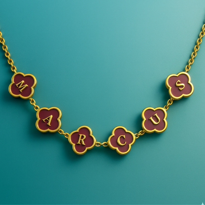 Avril Personalised Red Clover Name Necklace