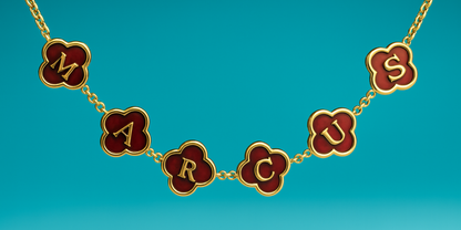 Avril Personalised Red Clover Name Necklace