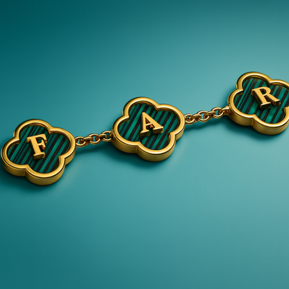 Clover Bracelet - Personalised Clover Name Bracelet, 18K Gold Plated Waterproof Christmas Jewellery