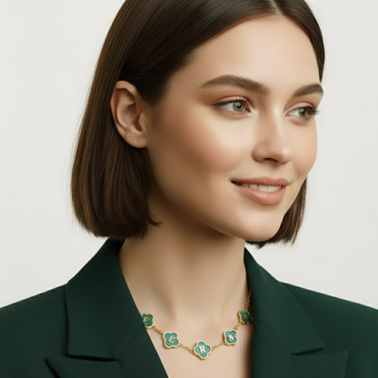 Farah Personalised Clover Necklace - 18K Four-Leaf Clover Name Necklace