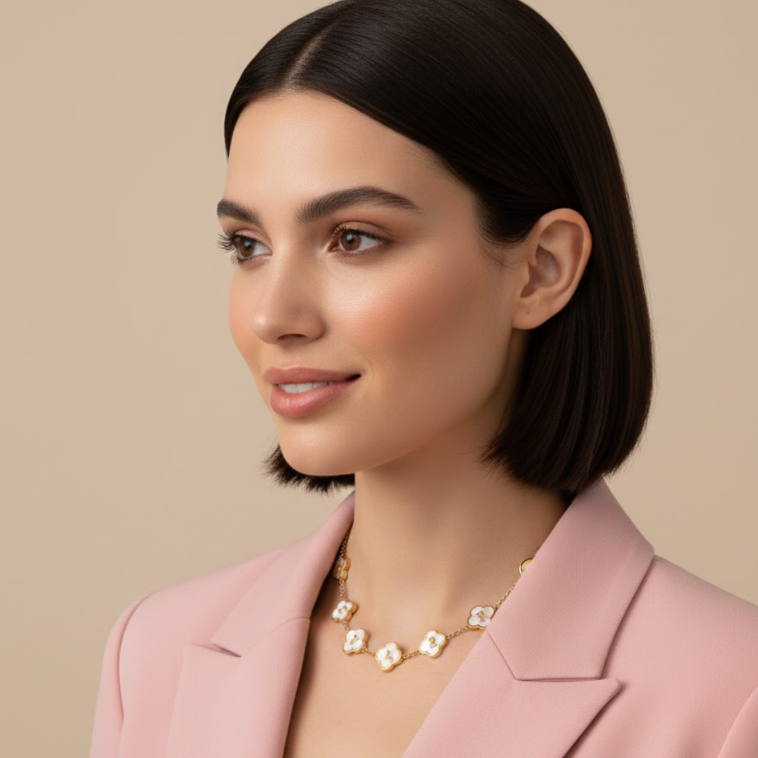 Candace Clover Bracelet - Personalised Mother of Pearl Clover Name Bracelet