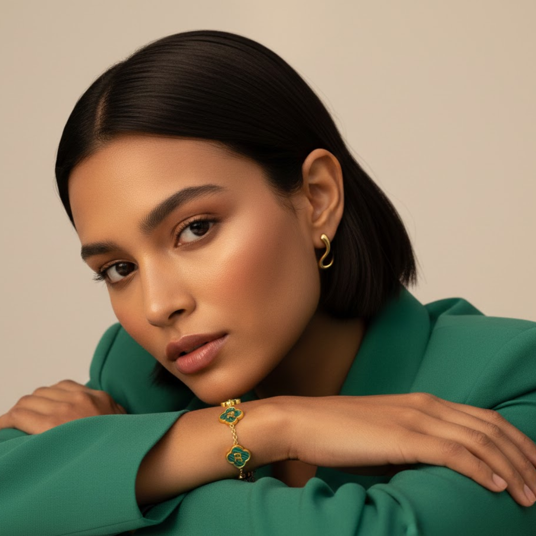 Clover Bracelet - Personalised Clover Name Bracelet, 18K Gold Plated Waterproof Christmas Jewellery