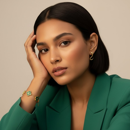 Clover Bracelet - Personalised Clover Name Bracelet, 18K Gold Plated Waterproof Christmas Jewellery