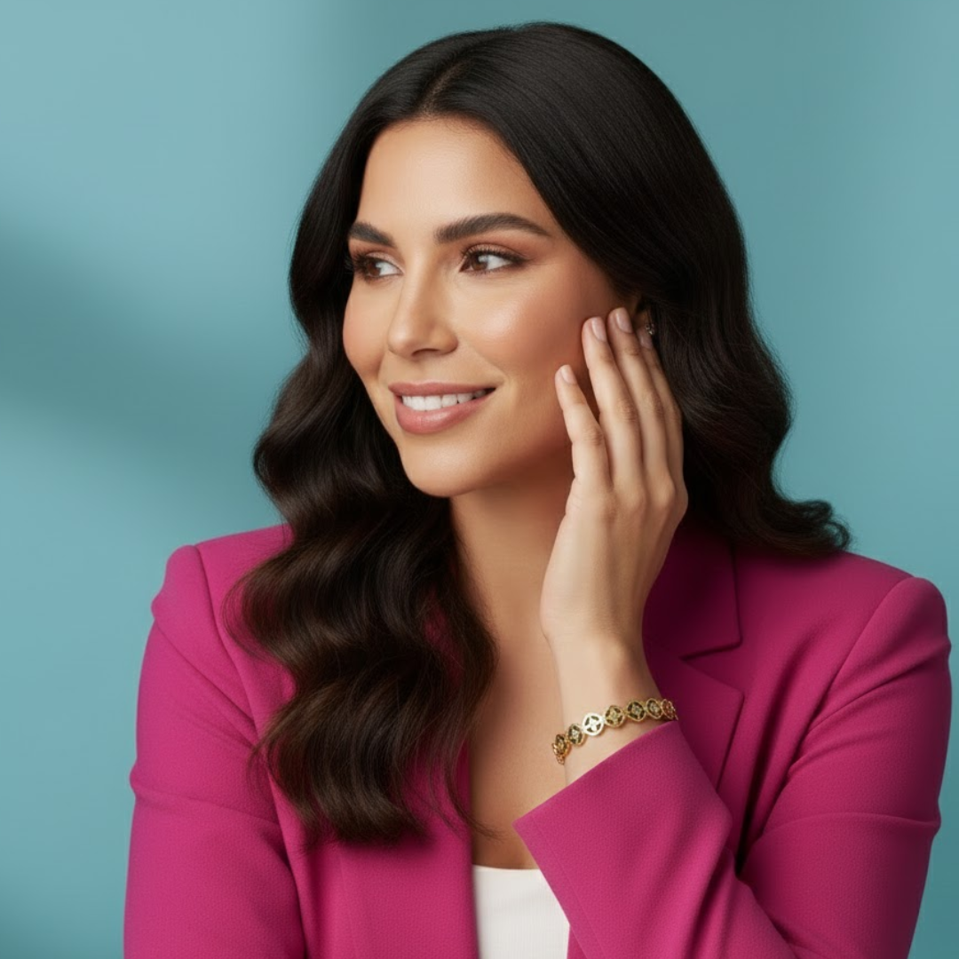 Kate | Gold Plated Four-Leaf Clover Zircon Cuff Bracelet Bangle