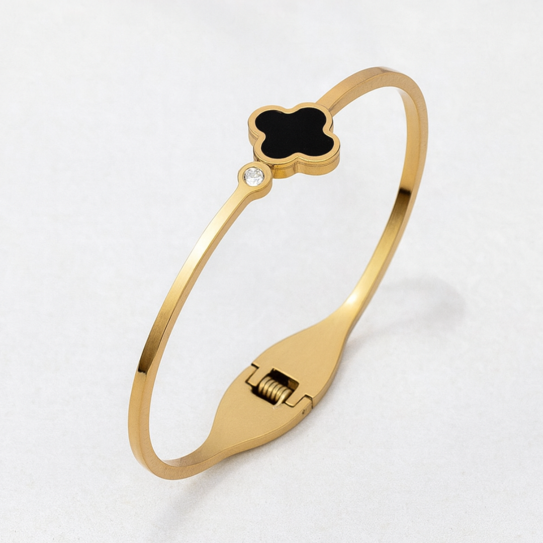 Blossom | 18K Gold-Plated Four-Leaf Clover Cuff Bangle Bracelet
