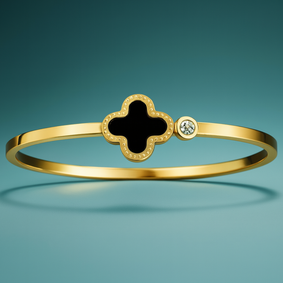Blossom | 18K Gold-Plated Four-Leaf Clover Cuff Bangle Bracelet