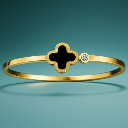 Blossom | 18K Gold-Plated Four-Leaf Clover Cuff Bangle Bracelet