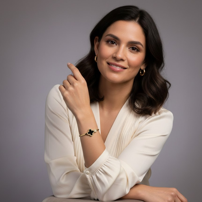 Blossom | 18K Gold-Plated Four-Leaf Clover Cuff Bangle Bracelet