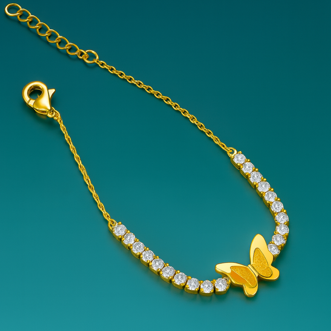 Athena | 18K Gold Plated Butterfly Charm Zircon Bracelet