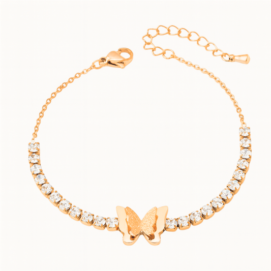 Athena | 18K Gold Plated Butterfly Charm Zircon Bracelet