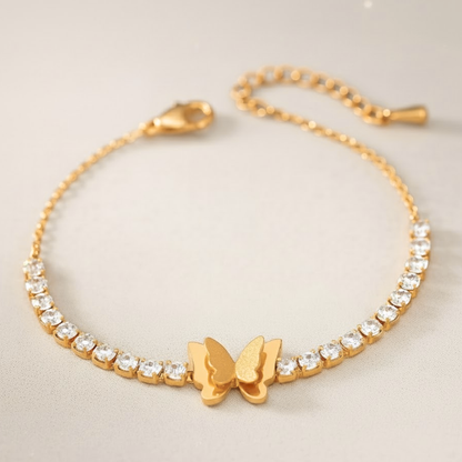 Athena | 18K Gold Plated Butterfly Charm Zircon Bracelet