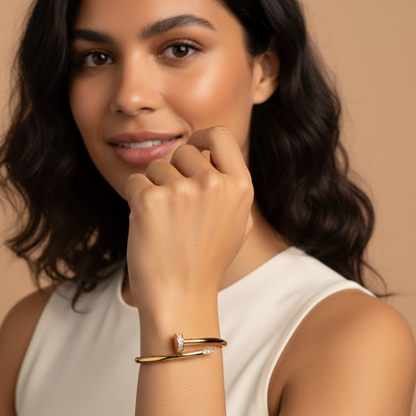 Nyra | 18K Gold Plated Zircon Nail Waterproof Bracelet Bangle