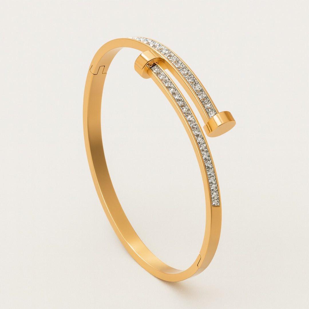 Felicia | Gold Plated Zircon Nail Bracelet Bangle