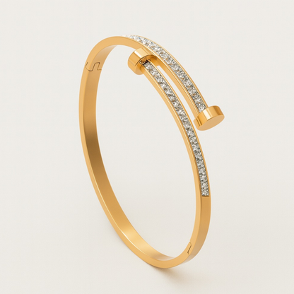 Felicia | Gold Plated Zircon Nail Bracelet Bangle