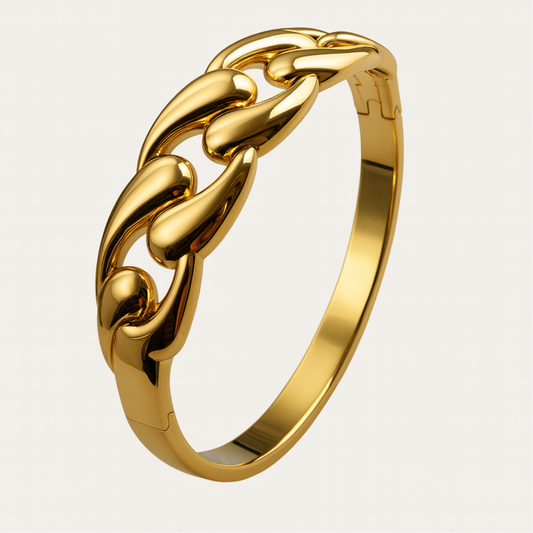 Olivia | 18K Gold-Plated Hollow Waterdrop Cuff Waterproof Bracelet Bangle