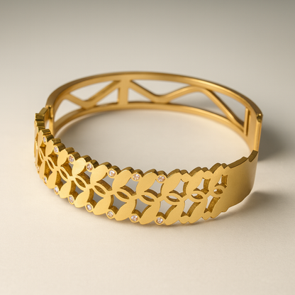 Arielle | 18K Gold-Plated Chunky Hollow Cuff Bangle Bracelet