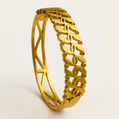 Arielle | 18K Gold-Plated Chunky Hollow Cuff Bangle Bracelet