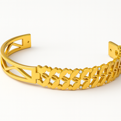Arielle | 18K Gold-Plated Chunky Hollow Cuff Bangle Bracelet