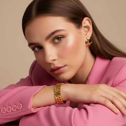 Arielle | 18K Gold-Plated Chunky Hollow Cuff Bangle Bracelet