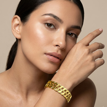 Arielle | 18K Gold-Plated Chunky Hollow Cuff Bangle Bracelet