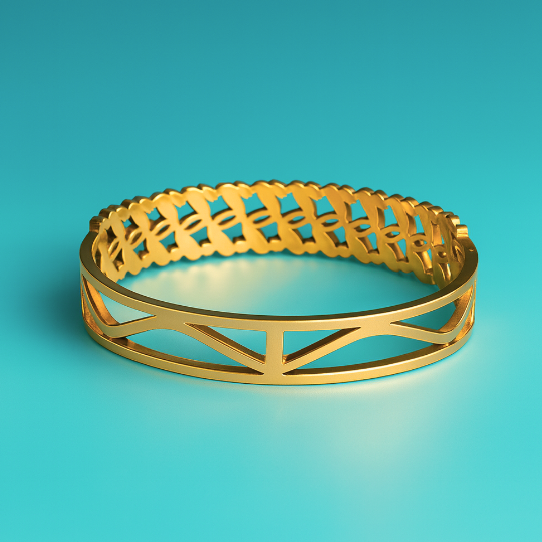 Arielle | 18K Gold-Plated Chunky Hollow Cuff Bangle Bracelet