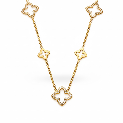 Angelina | Gold Plated Four-Leaf Hollow Clover Necklace