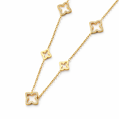 Angelina | Gold Plated Four-Leaf Hollow Clover Necklace