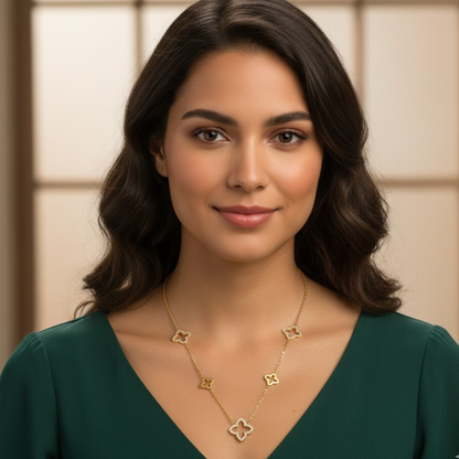 Angelina | Gold Plated Four-Leaf Hollow Clover Necklace