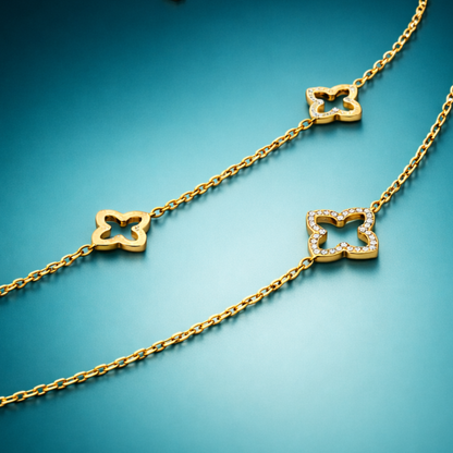 Giulia | Gold Plated Multi Clover Chain Bracelet