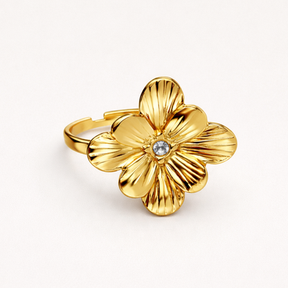 Gabriella | Gold-Plated Vintage Chunky Flower Floral Resizable Ring