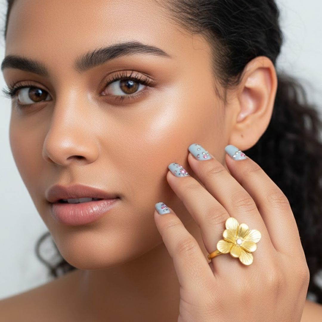 Gabriella | Gold-Plated Vintage Chunky Flower Floral Resizable Ring