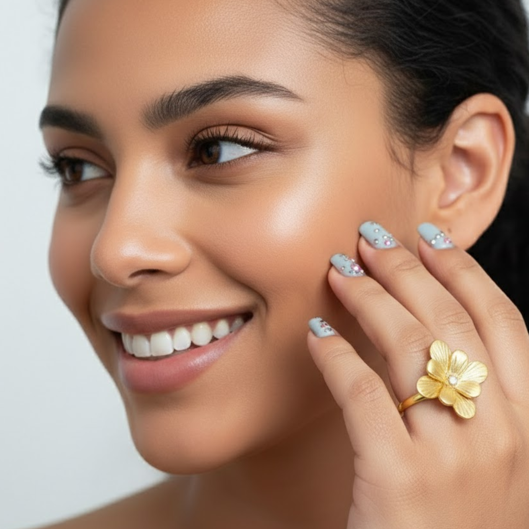 Gabriella | Gold-Plated Vintage Chunky Flower Floral Resizable Ring
