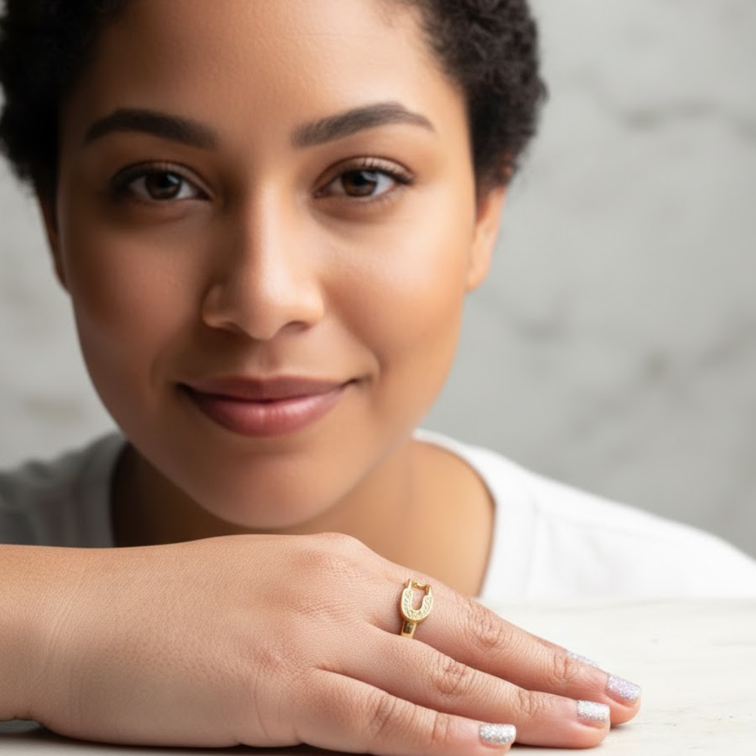 Josephine | Gold Plated Safety Pin Design Resizable Ring