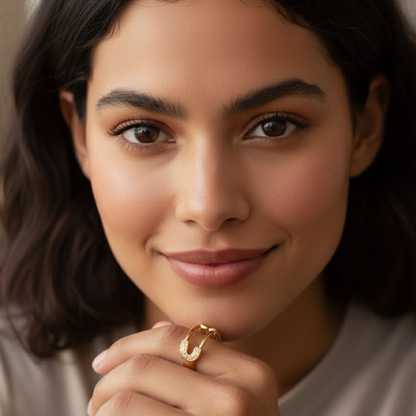 Josephine | Gold Plated Safety Pin Design Resizable Ring