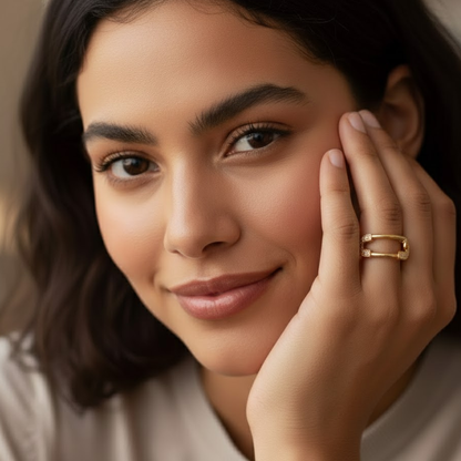 Josephine | Gold Plated Safety Pin Design Resizable Ring