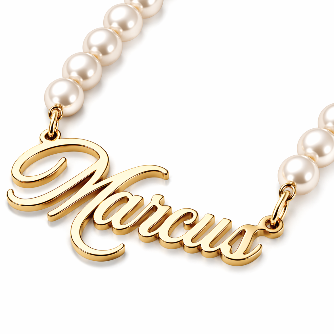 Rielle | Gold Plated Personalised Single Name Pearl Necklace