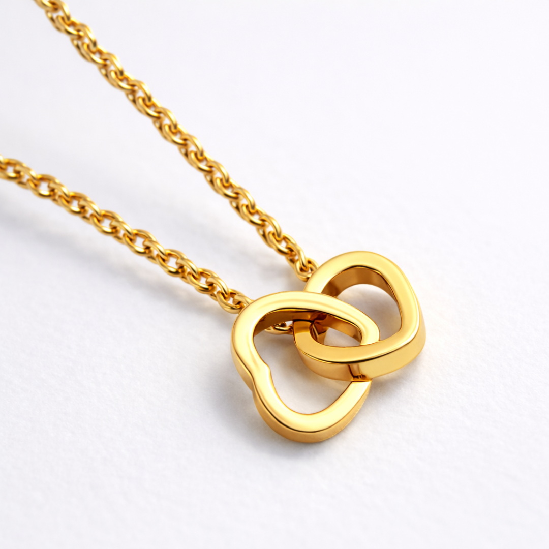 Aria | Gold Plated Interlocking Heart Pendant
