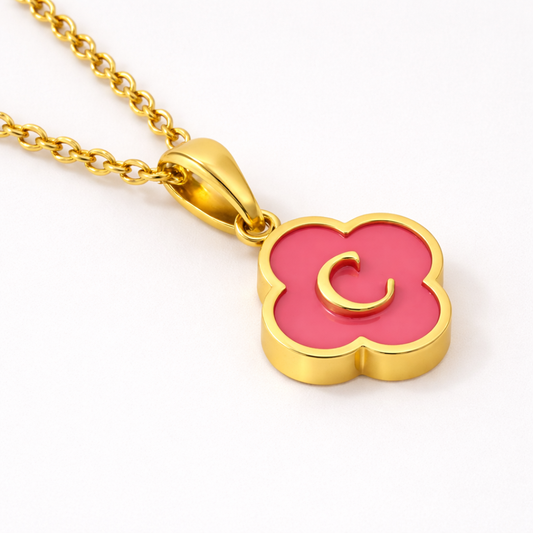 Charlotte | Gold Plated Alphabet Four-Leaf Clover Necklace