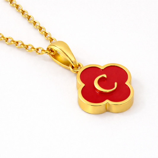 Rissa | Gold Plated Four-Leaf Initial Clover Necklace